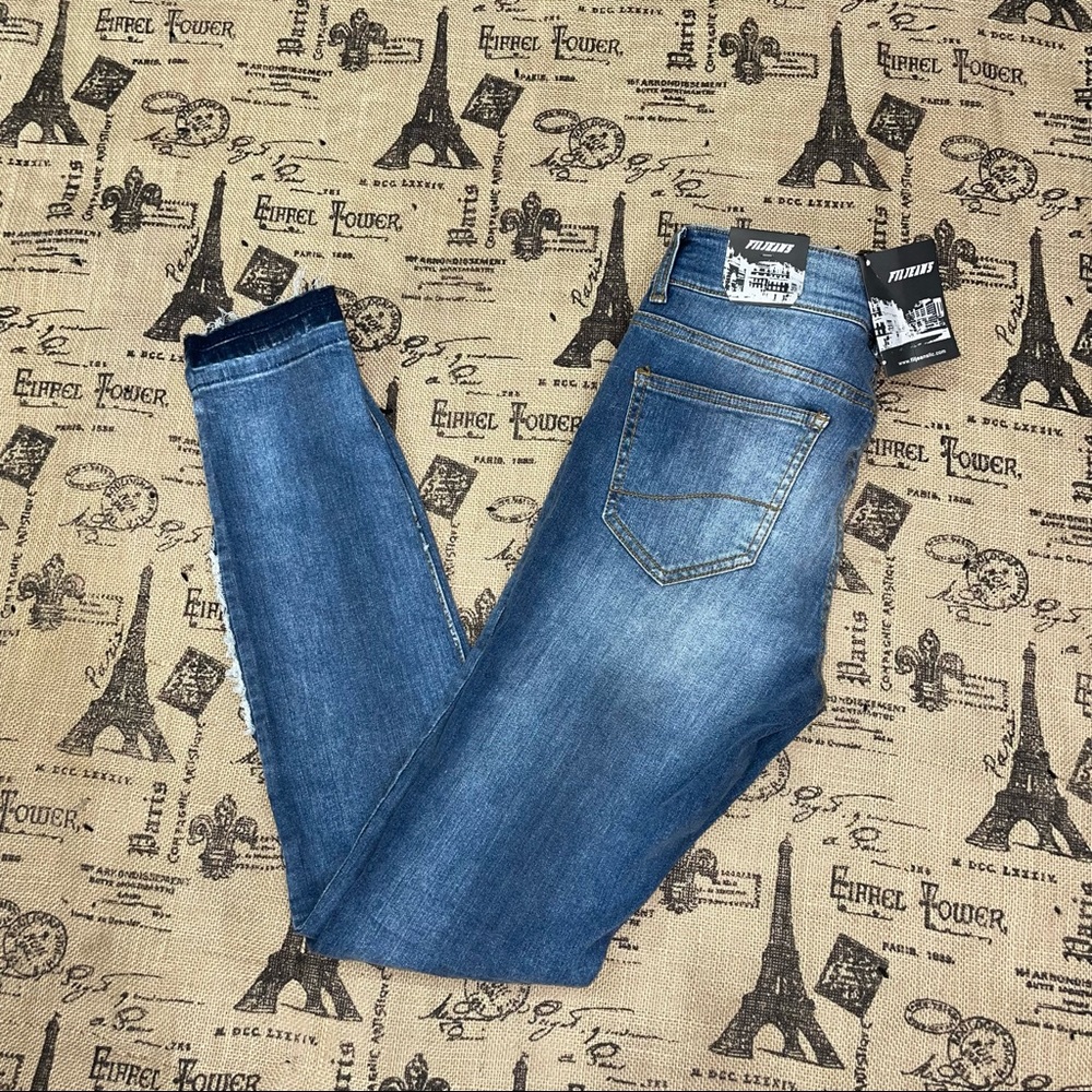 Fil Jeans NWT! Washed Denim Patched Super Skinny Jeans Size 7